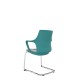 Turquoise Perforated Back Chair With Integrated Arms, Upholstered Seat And Chrome Cantilever Frame